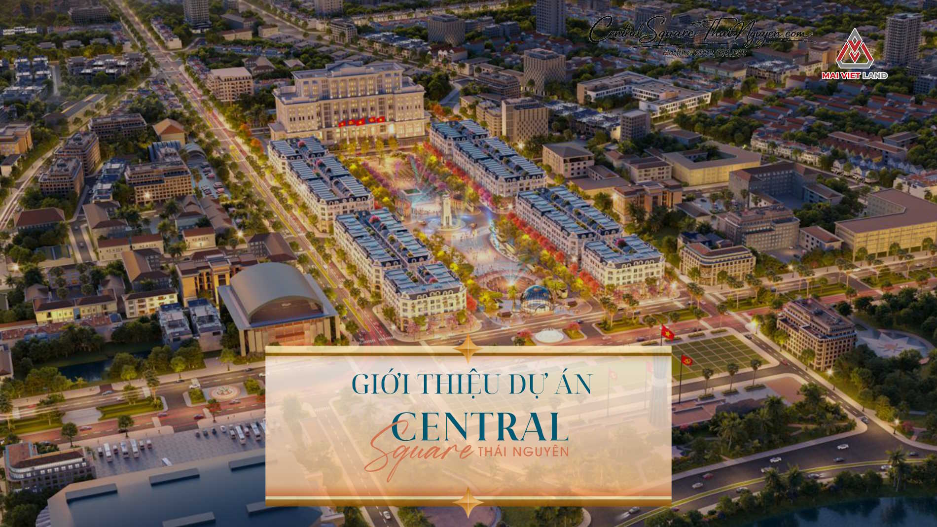 Phối cảnh dự án Central Square Thái Nguyên từ về đêm.
